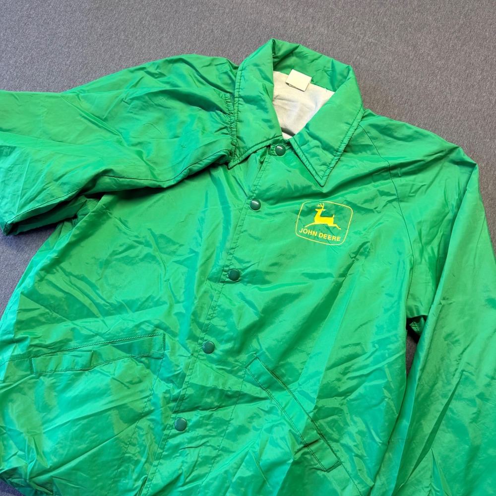 Vintage Swingster John Deere Green Windbreaker Snap Front Coaches Jacket Men's M